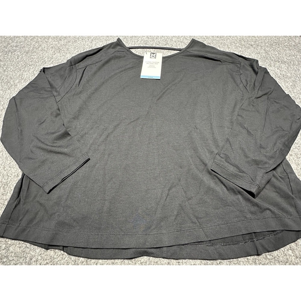 Members‎ Mark Shirt Womens Large Black Long Sleeve Relaxed Fit Keyhole Tee New